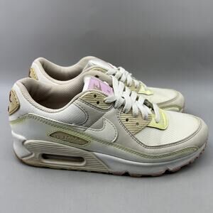 Nike Air Max 90 Shoes Women Size 8 White Pink Beige Comfort Casual Sneakers